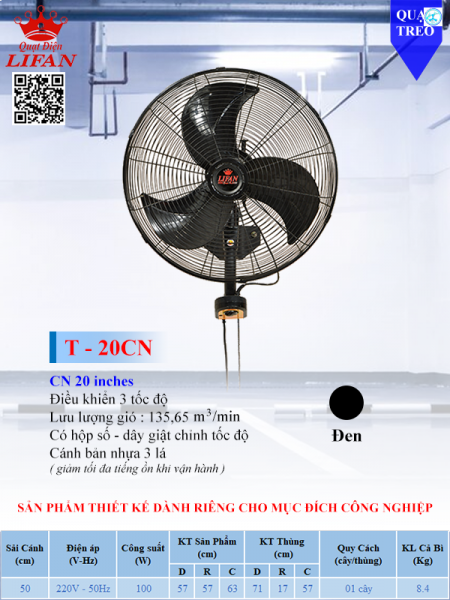 QUẠT TREO CÔNG NGHIỆP LIFAN T - 20CN